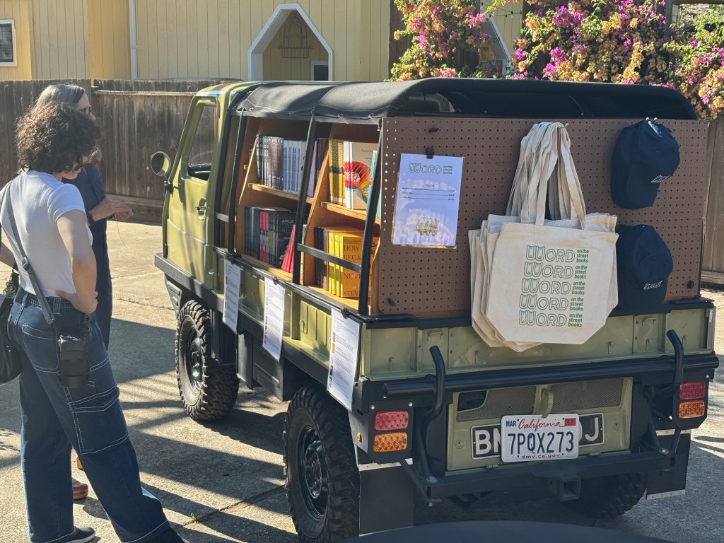Book truck with people
